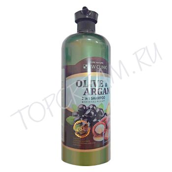 Шампунь для повреждённых волос с маслами арганы и оливы 3W Clinic Olive & Argan 2 in 1 Shampoo 1500ml