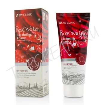 Пенка для умывания с розовой водой 3W Clinic Rose Water Foam Cleansing 100 ml