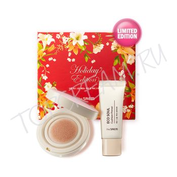 Набор тональная основа-кушон + праймер THE SAEM Eco Soul Essence Cushion All Cover Special Set