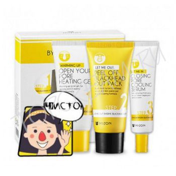Трехступенчатый уход для кожи с "черными точками" MIZON Let Me Out Byebye Blackhead 3-Step Kit Трехступенчатый уход для кожи с "черными точками" MIZON Let Me Out Byebye Blackhead 3-Step Kit