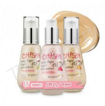 Осветляющая база под макияж с эффектом влажного финиша MIZON Oh! Shy Lady Aqua Layer Foundation