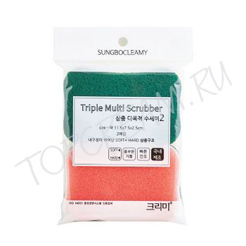 Губка-скраббер для мытья посуды SUNG BO CLEAMY Triple Multi Scrubber Губка-скраббер для мытья посуды SUNG BO CLEAMY Triple Multi Scrubber