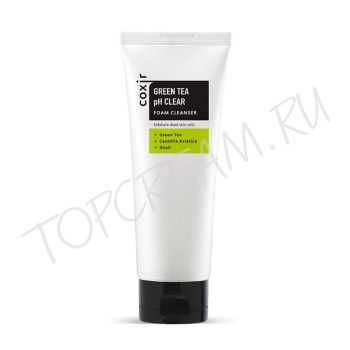 Очищающая пенка с зеленым чаем, BHA и муцином улитки COXIR Green Tea pH Clear Foam Cleanser Очищающая пенка с зеленым чаем, BHA и муцином улитки COXIR Green Tea pH Clear Foam Cleanser