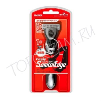 Мужской бритвенный станок с тройным лезвием FEATHER F-System Samyrai Edge Razor