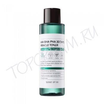 Тонер с 3 видами кислот и ниацинамидом SOME BY MI AHA-BHA-PHA 30 Days Miracle Toner 150 ml Тонер с 3 видами кислот и ниацинамидом SOME BY MI AHA-BHA-PHA 30 Days Miracle Toner 150 ml