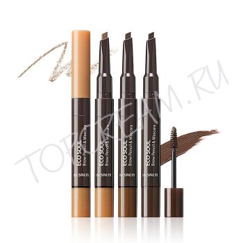 Тушь-карандаш для бровей THE SAEM Eco Soul Brow Pencil & Mascara