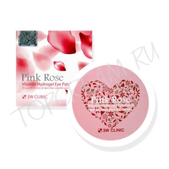 Гидрогелевые патчи для глаз с экстрактом розы 3W CLINIC Pink Rose Vitamin Hydrogel Eye Patch