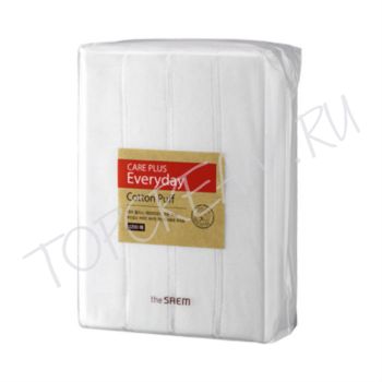 Спонжи косметические из 100% хлопка, 1200 штук THE SAEM Care Plus Everyday Cotton Puff 1200 pcs