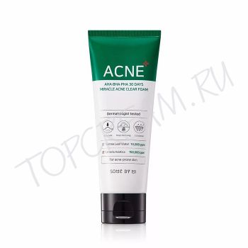 Пенка для проблемной кожи с 3 видами кислот SOME BY MI AHA-BHA-PHA 30 Days Miracle Acne Clear Foam Пенка для проблемной кожи с 3 видами кислот SOME BY MI AHA-BHA-PHA 30 Days Miracle Acne Clear Foam