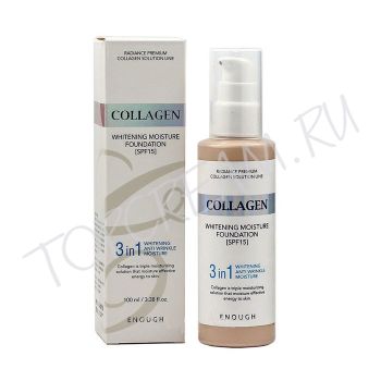 Тональный крем с коллагеном для сияния кожи ENOUGH Collagen 3 in 1 Whitening Moisture Foundation SPF15