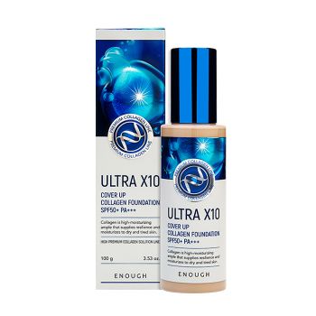 Тональная основа с коллагеном ENOUGH Ultra X10 Cover Up Collagen Foundation SPF50+ PA+++ Тональная основа с коллагеном ENOUGH Ultra X10 Cover Up Collagen Foundation SPF50+ PA+++