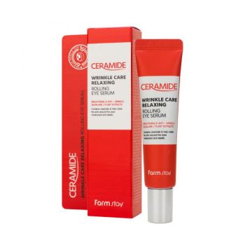 Расслабляющая сыворотка с керамидами для кожи вокруг глаз FARMSTAY Ceramide Wrinkle Care Relaxing Rolling Eye Serum