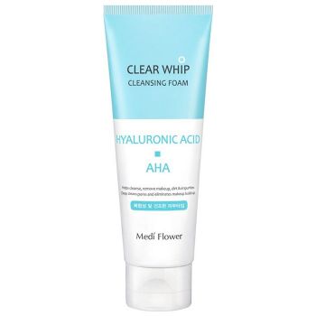 Пенка для умывания с гиалуроновой кислотой и AHA кислотами MEDI FLOWER Clear Whip Cleansing Foam Hyaluronic Acid AHA