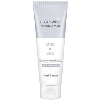 Пенка для умывания с белой глиной и BHA кислотами MEDI FLOWER Clear Whip Cleansing Foam Mud BHA
