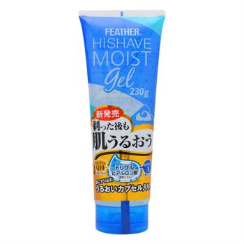 Гель для бритья увлажняющий с гиалуроновой кислотой, Q10 и витамином А FEATHER HiShave Moist Gel