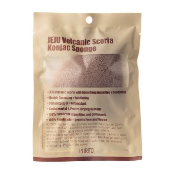 Спонж-конняку с вулканическим пеплом PURITO Jeju Volcanic Scoria Konjac Sponge Спонж-конняку с вулканическим пеплом PURITO Jeju Volcanic Scoria Konjac Sponge