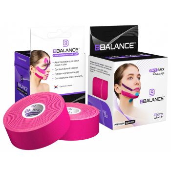 Кинезио тейп для лица BBTape розовый 2,5 см х 10 м (2 рулона х 5 м) BBTape Face Pack Pink 2,5sm*10m