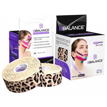Кинезио тейп для лица BBTape леопард 2,5 см х 10 м (2 рулона х 5 м) BBTape Face Pack Leopard 2,5sm*10m