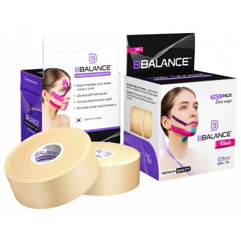 Кинезио тейп для лица BBTape шелк бежевый 2,5 см х 10 м (2 рулона х 5 м) BBTape Face Pack Silk Beige 2,5sm*10m