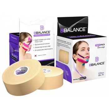 Кинезио тейп для лица BBTape бежевый 2,5 см х 10 м (2 рулона х 5 м) BBTape Face Pack Beige 2,5sm*10m