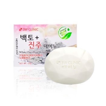 Мыло с жемчужным порошком и белой глиной 3W CLINIC White Clay+Pearl Beauty Soap Мыло с жемчужным порошком и белой глиной 3W CLINIC White Clay+Pearl Beauty Soap