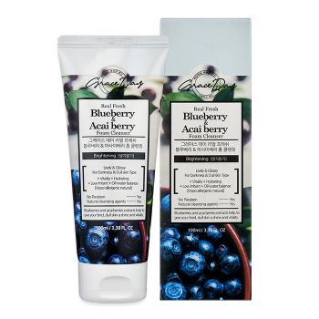 Пенка для умывания с экстрактами черники и асаи GRACE DAY Real Fresh Blueberry & Acai Berry Foam Cleanser Пенка для умывания с экстрактами черники и асаи GRACE DAY Real Fresh Blueberry & Acai Berry Foam Cleanser