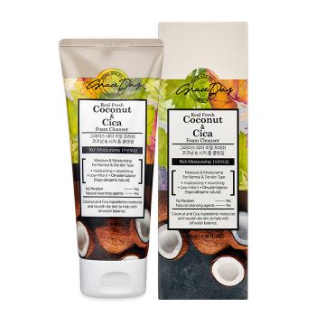Пенка для умывания с экстрактами кокоса и центеллы азиатской GRACE DAY Real Fresh Coconut & Cica Foam Cleanser Пенка для умывания с экстрактами кокоса и центеллы азиатской GRACE DAY Real Fresh Coconut & Cica Foam Cleanser