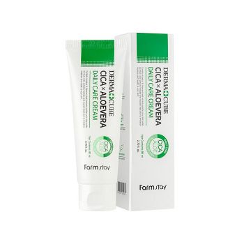 Успокаивающий крем для лица с центеллой азиатской и алоэ FARMSTAY Derma Cube Cica & Aloevera Daily Care Cream