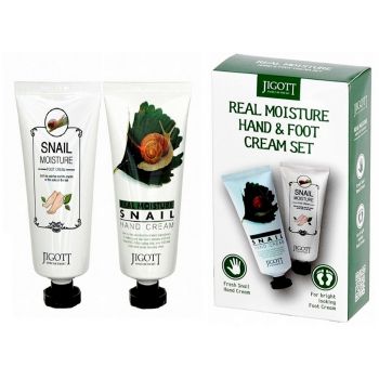 Набор увлажняющих кремов для рук и ног с улиточным муцином JIGOTT Snail Real Moisture Hand & Foot Cream Set