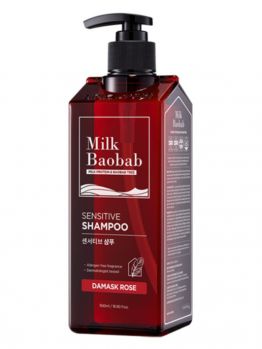Бессульфатный и бессиликоновый шампунь с ароматом дамасской розы MILK BAOBAB Sensitive Shampoo Damask Rose