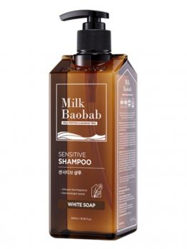 Бессульфатный и бессиликоновый шампунь с ароматом белого мыла MILK BAOBAB Sensitive Shampoo White Soap
