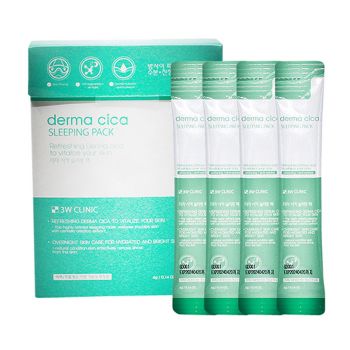 Набор ночных масок для лица успокаивающих с центеллой 3W CLINIC Derma Cica Sleeping Pack 20 pcs