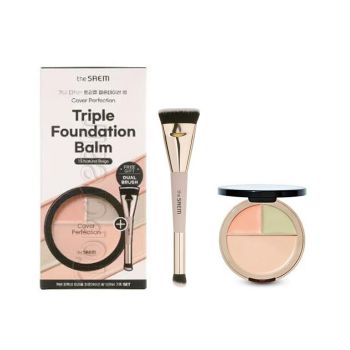 Трехцветный тональный бальзам для маскировки недостатков кожи THE SAEM Cover Perfection Triple Foundation Balm SPF30 PA++