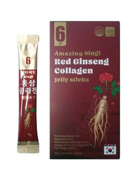 Корейский красный женьшень с коллагеном в стиках-желе SINGI Red Ginseng Collagen Jelly Stiks 20 г х 10 шт.
