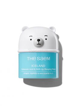 Ночная маска для губ с гиалуроновой кислотой, AHA, PHA, LHA кислотами THE SAEM Iceland Hyaluronic Acid & AHA Lip Sleeping Mask