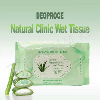 Влажные салфетки с экстрактом алоэ вера DEOPROCE Natural Clinic Wet Tissue Влажные салфетки с экстрактом алоэ вера DEOPROCE Natural Clinic Wet Tissue