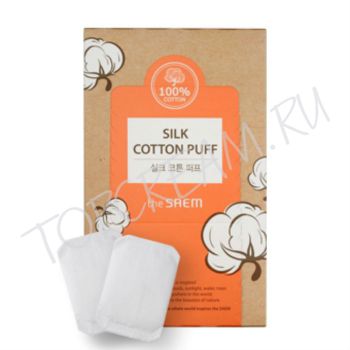 Хлопковые паффы из шелковистого хлопка для снятия макияжа(80штук) THE SAEM Silk Cotton Puff 80 pc