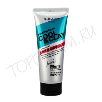 Мужская пенка для умывания с глиной и ментолом PHARMAACT Men’s Washing Foam Cool&Clay