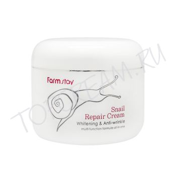 Восстанавливающий крем со слизью улитки против морщин и пигментации FARMSTAY Snail Repair Cream
