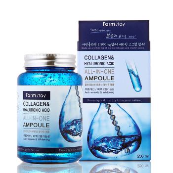 Многофункциональная ампульная сыворотка с коллагеном и гиалуроновой кислотой FARMSTAY Collagen & Hyaluronic Acid All-In-One Ampoule