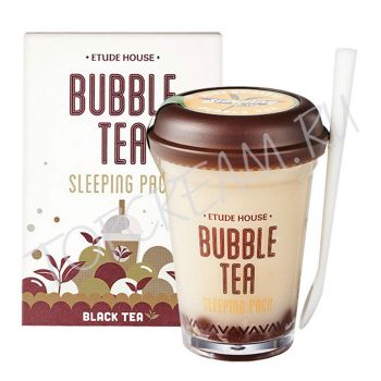 Ночная маска с пузырьками с экстрактом черного чая ETUDE HOUSE Bubble Tea Sleeping Pack Black Tea