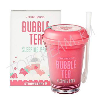 Ночная маска с пузырьками с экстрактом клубники ETUDE HOUSE Bubble Tea Sleeping Pack Strawberry