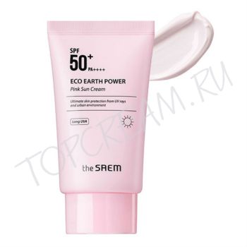 Интенсивный розовый солнцезащитный крем THE SAEM Eco Earth Power Pink Sun Cream SPF50+ PA++++