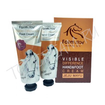 Набор кремов с конским жиром для рук и для ног FARMSTAY Jeju Mayu Visible Difference Hand & Foot Cream