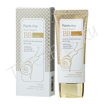 Восстанавливающий BB крем с муцином улитки FARMSTAY Snail Repair BB Cream SPF50+ PA+++