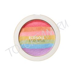 Компактные румяна-хайлайтер-тени THE SAEM Eco Soul Prism Blusher