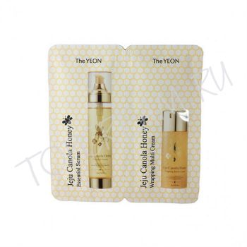 Многофункциональное средство и крем с мёдом канолы, пробник The YEON Jeju Canola Honey Essential Serum & Wrapping Multi Cream Sample