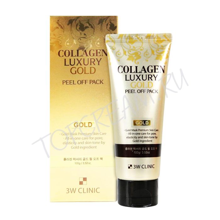 Маска-пленка с коллагеном и золотом 3W Clinic Collagen & Luxury Gold Peel Off Pack