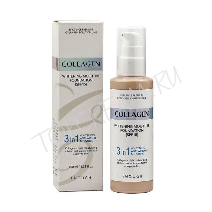 Тональный крем с коллагеном для сияния кожи ENOUGH Collagen 3 in 1 Whitening Moisture Foundation SPF15