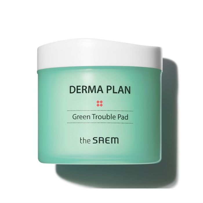 Диски-пилинг для чувствительной кожи THE SAEM Derma Plan Green Trouble Pad